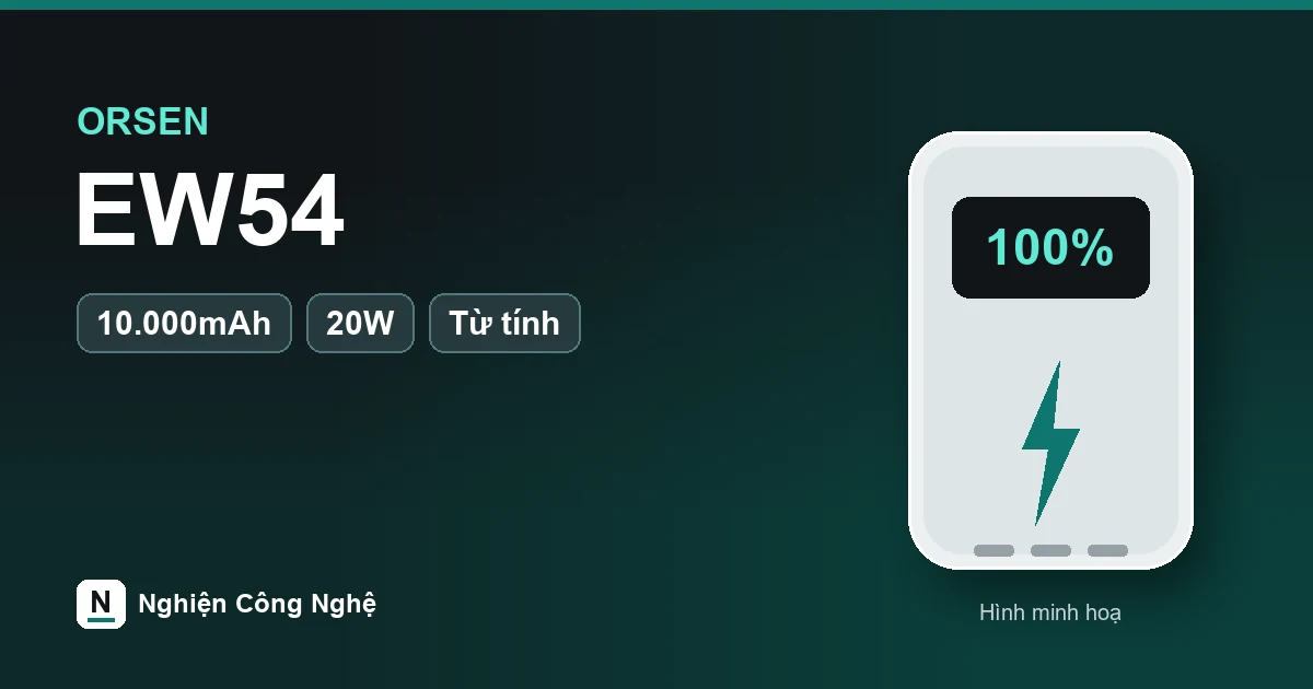 Pin sạc dự phòng ORSEN EW54 10000mAh 20W sạc không dây từ tính